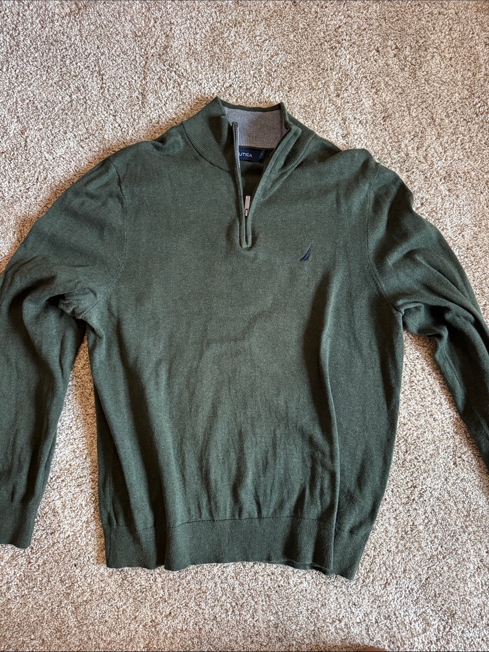 Nautica Men's Dark Green Half-Zip Sweater